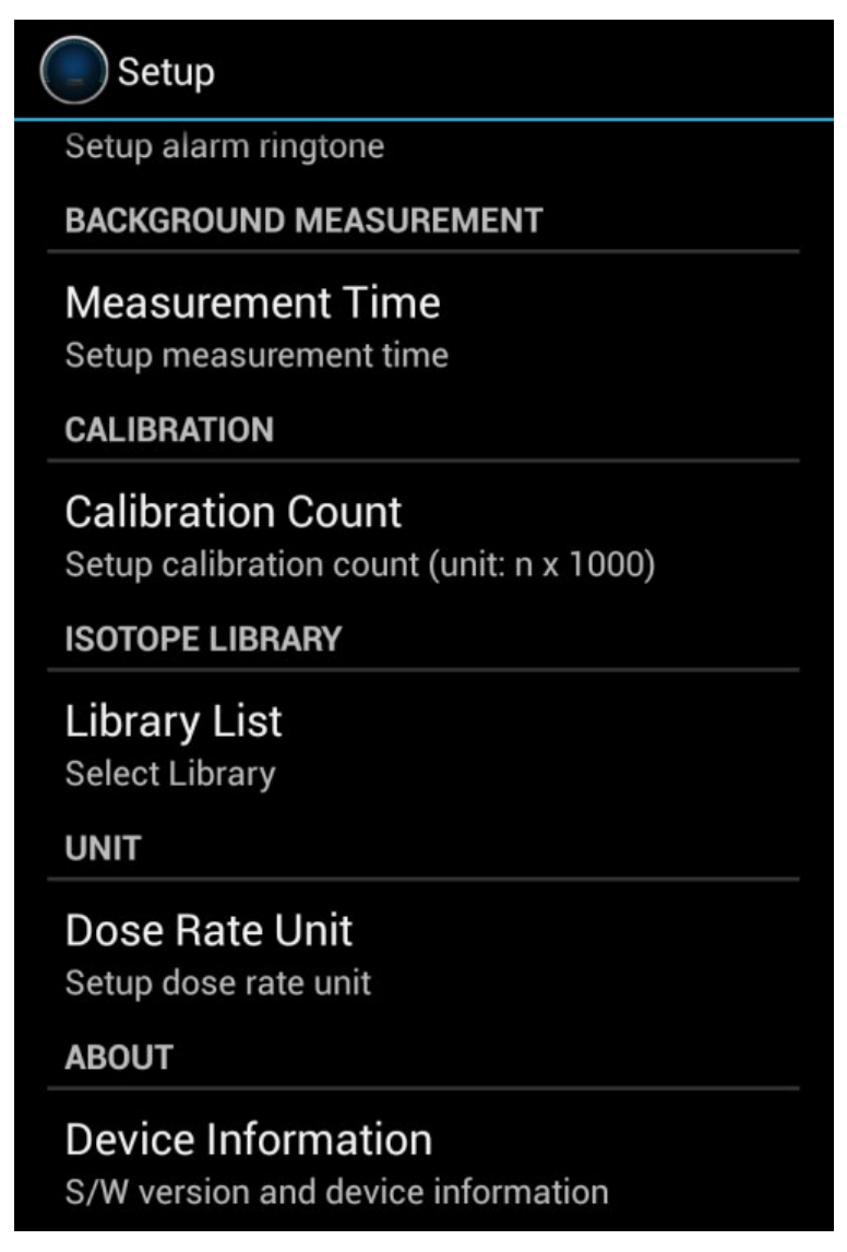 Setup menu screen, right