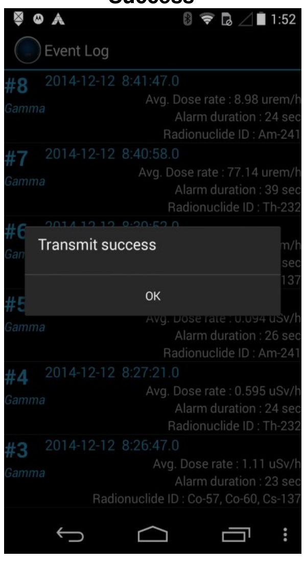 Transmit success message